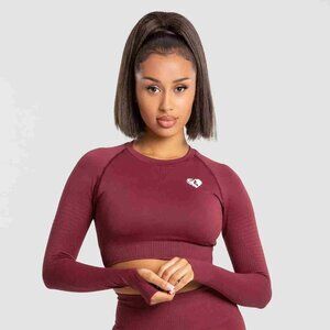Women's Best Power Seamless Long Sleeve Crop Top,  Burgundy, XL NWT
